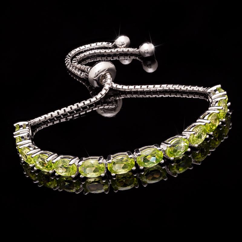Sterling Silver Peridot Bolo Bracelet